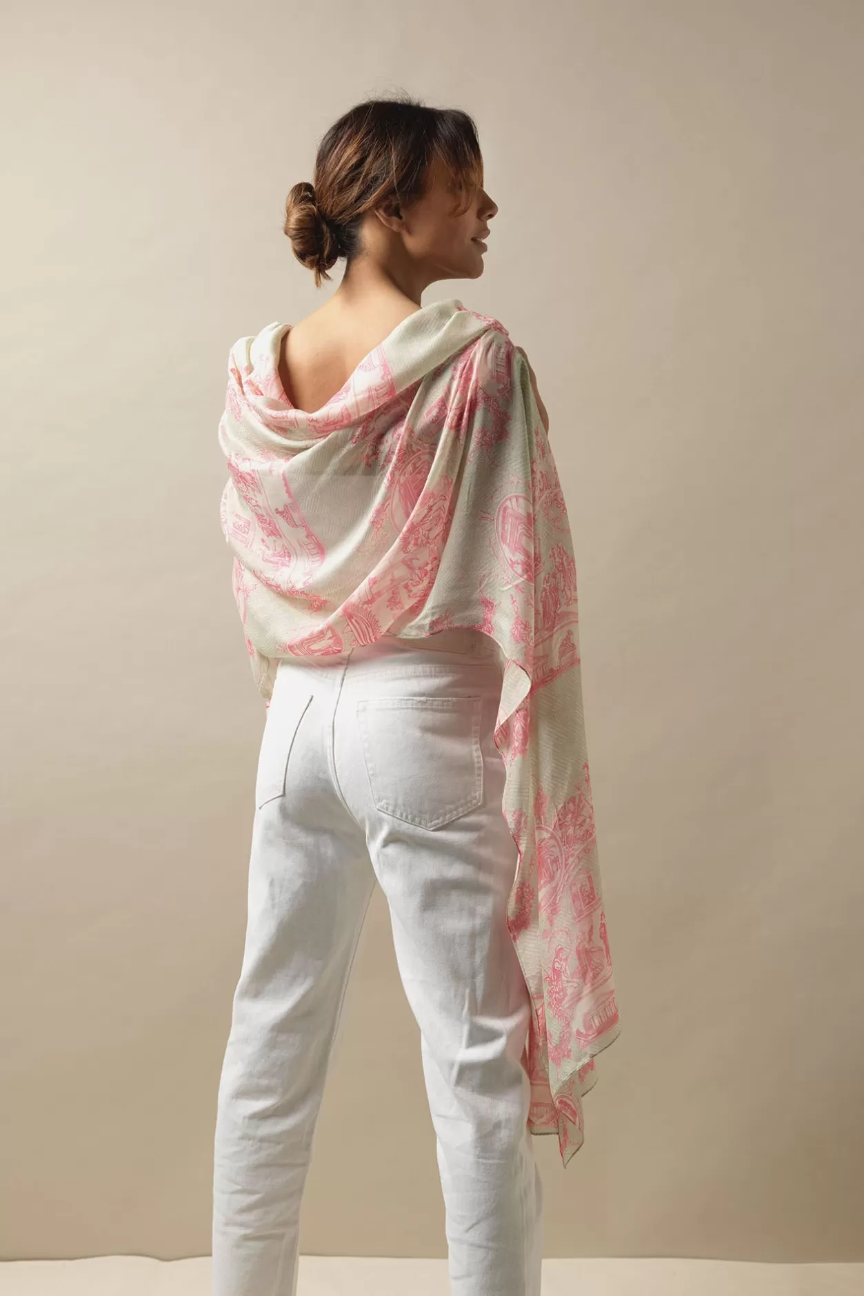 One Hundred Stars Ancient Columns Pink Scarf