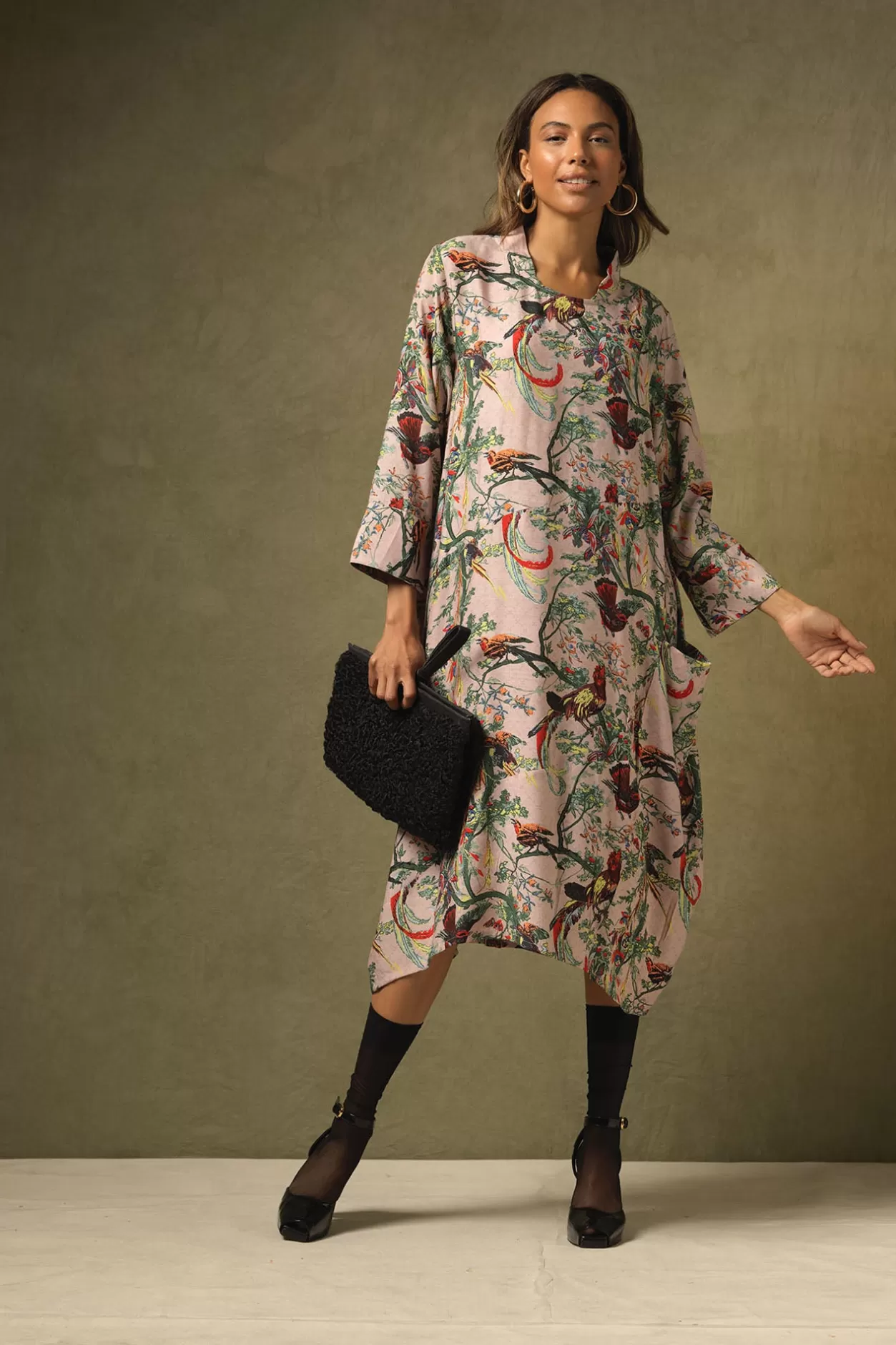 Women One Hundred Stars Chinoiserie Pink Asymmetric Dress