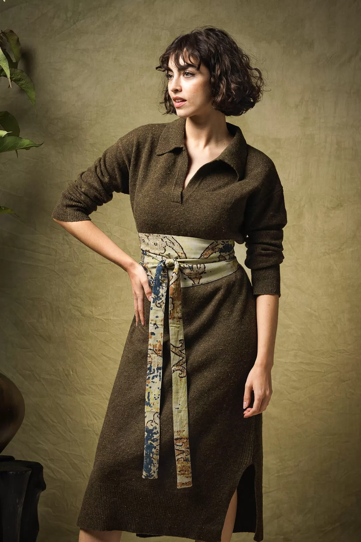 One Hundred Stars Dhurrie Taupe Obi Belt