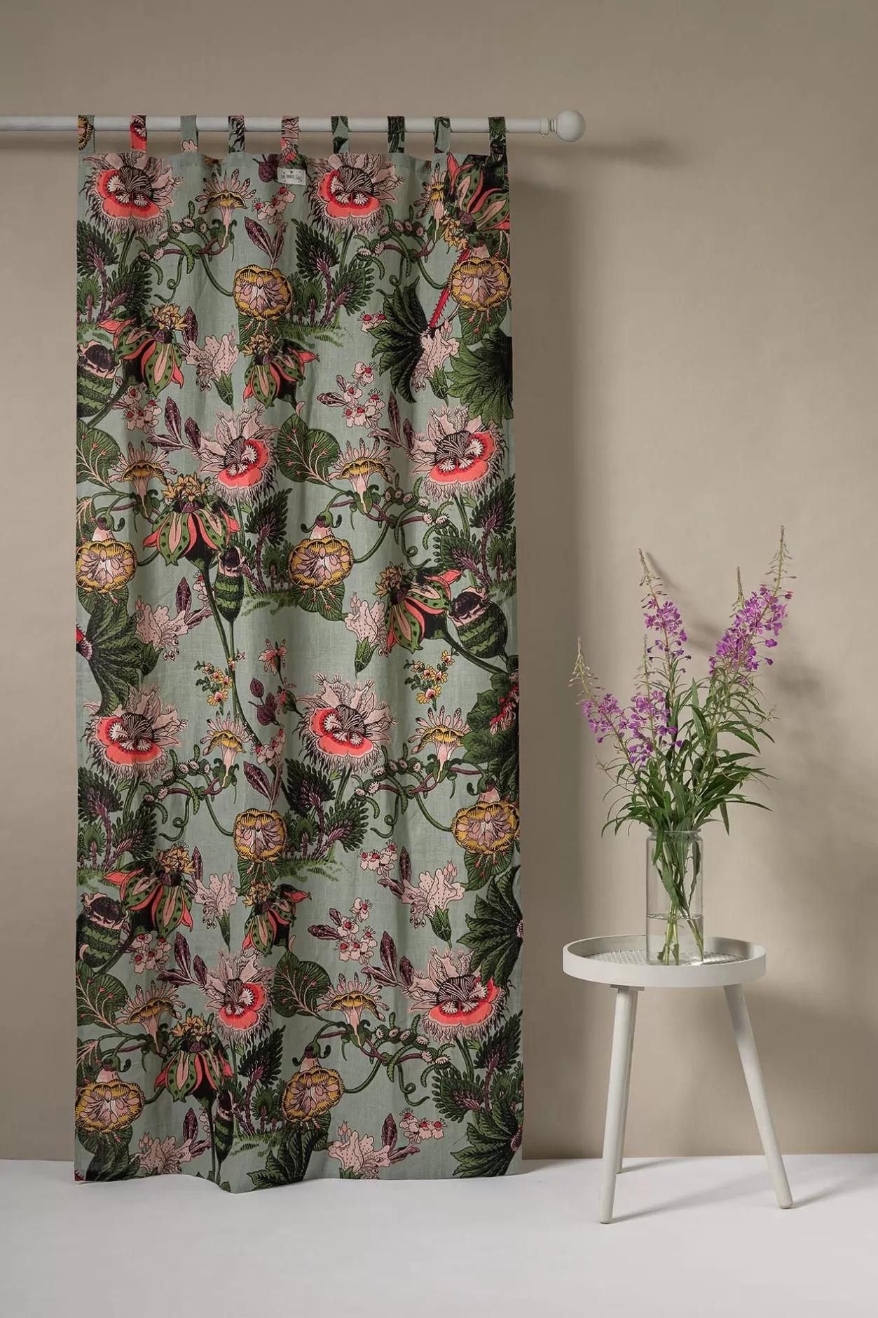 One Hundred Stars Eccentric Bloooms Putty Linen Panel