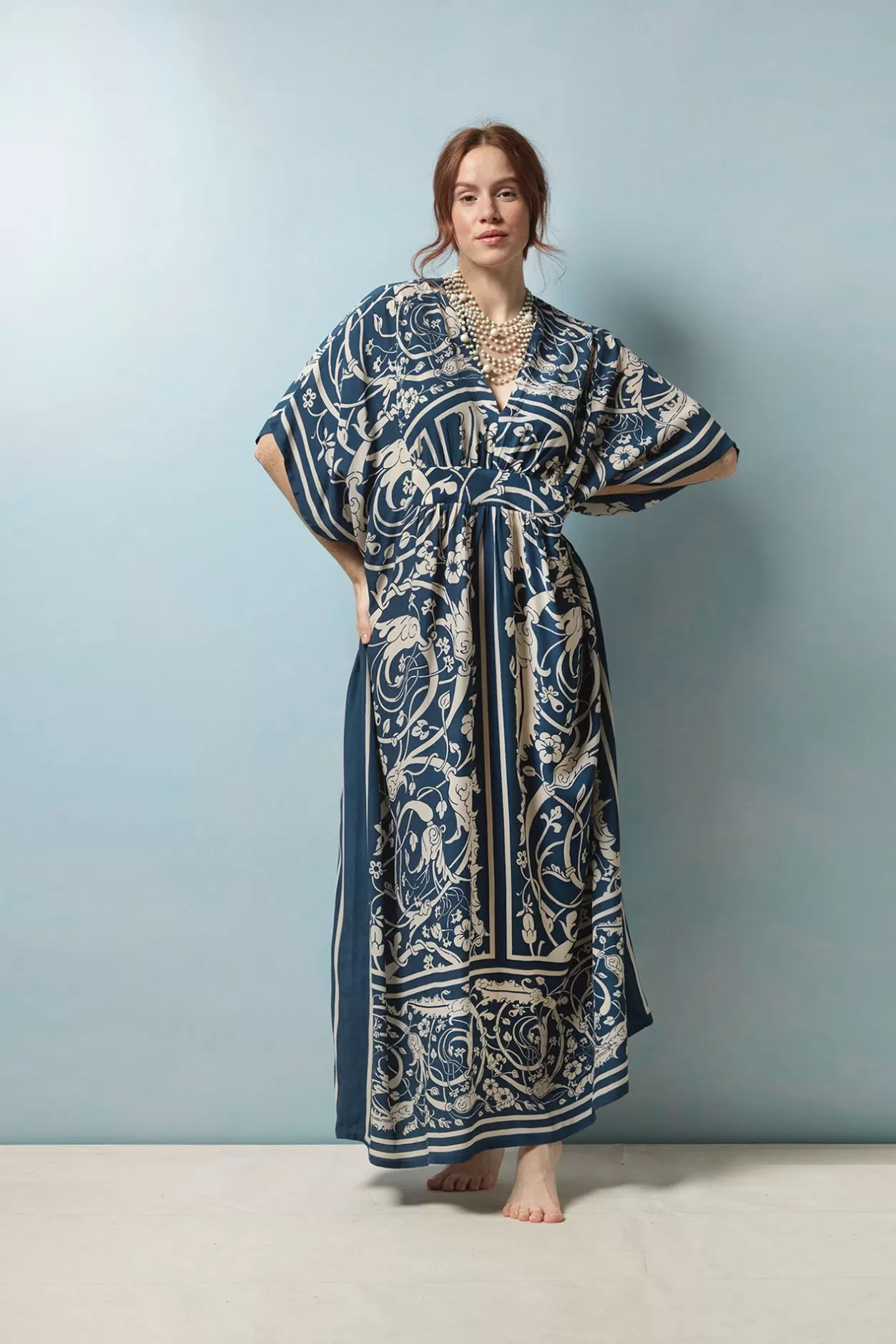 Women One Hundred Stars Jaipur Blue Margeux Kaftan