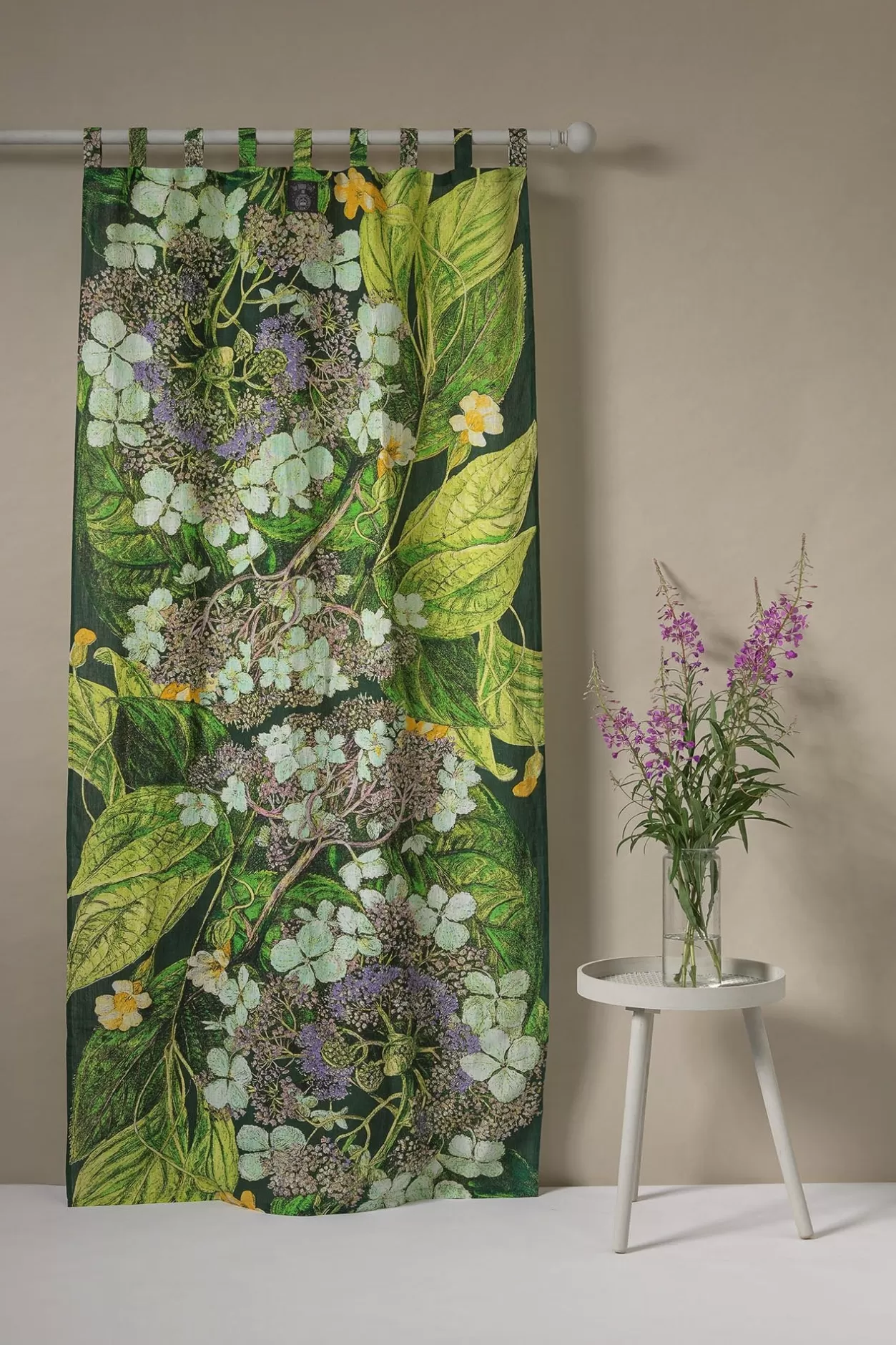 One Hundred Stars Kew Hydrangea Lime Linen Panel