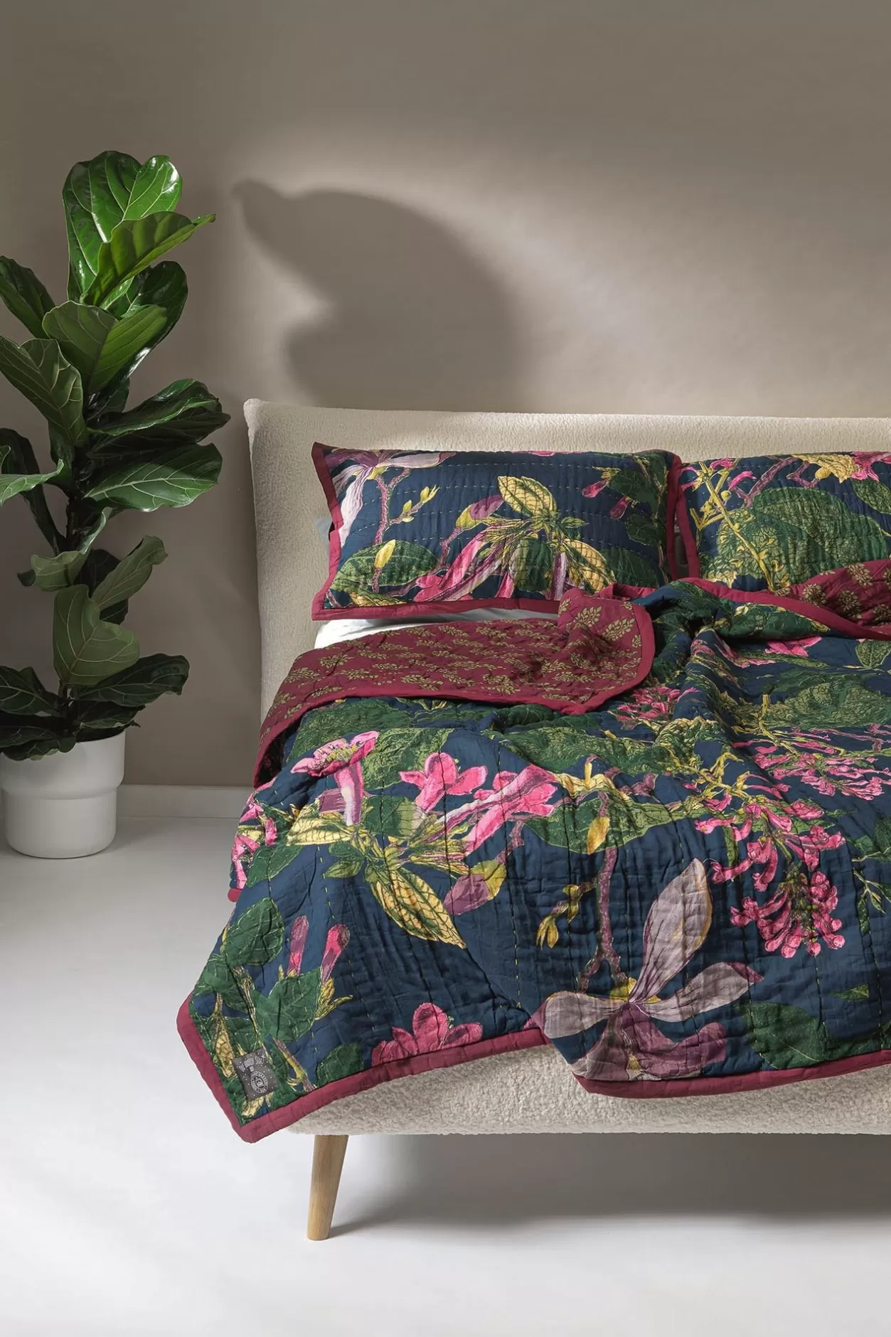 One Hundred Stars Kew Magnolia Blue Bedspread