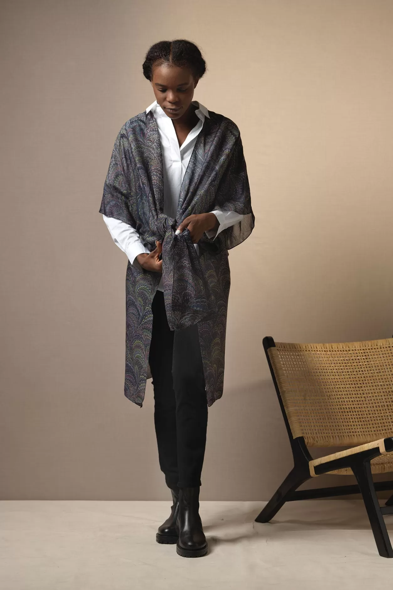Women One Hundred Stars Marbled Indigo Throwover