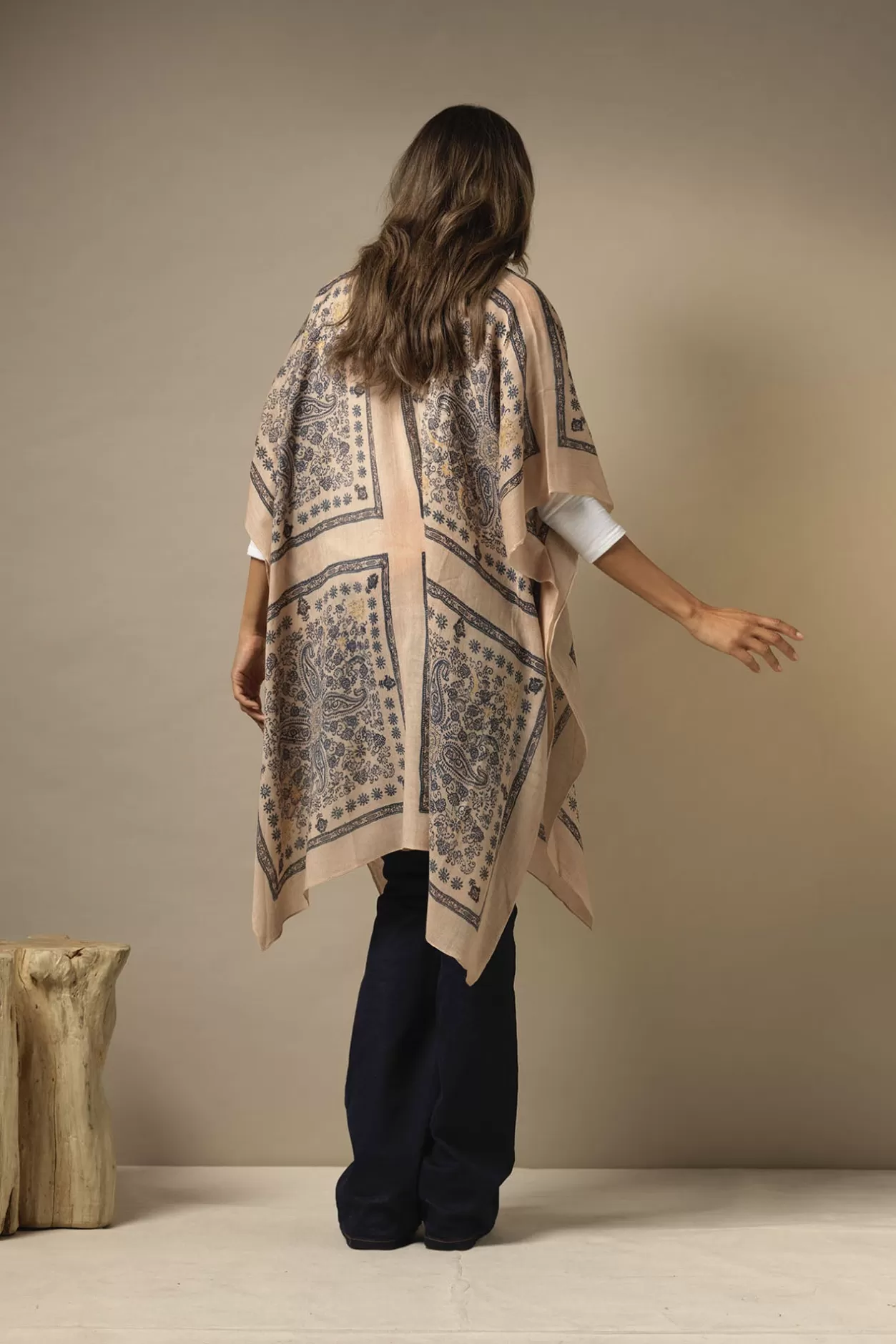 Women One Hundred Stars Mehndi Blue Wool Throwover
