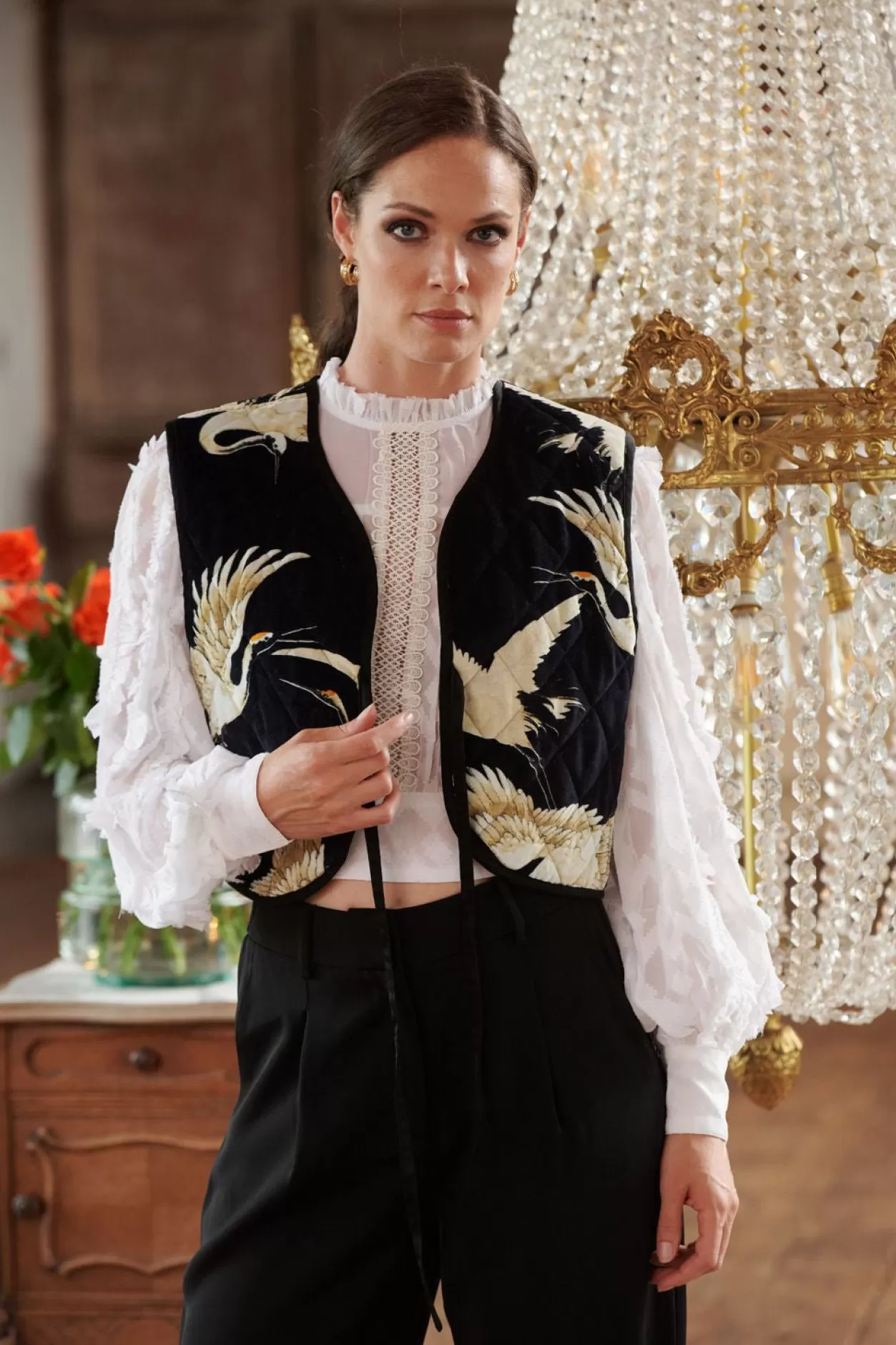 Women One Hundred Stars Stork Black Gilet