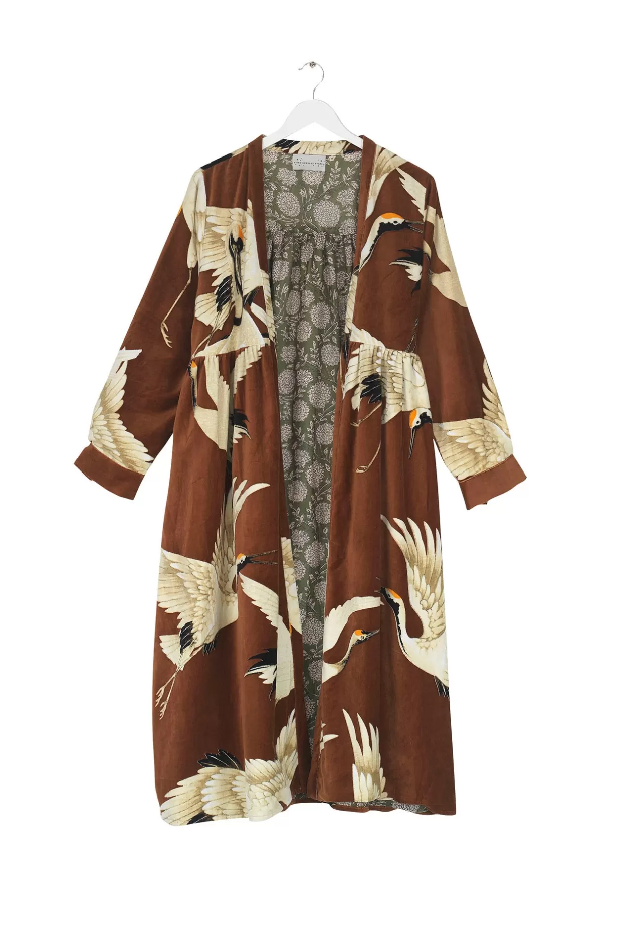 Women One Hundred Stars Stork Cigar Velvet Duster Coat