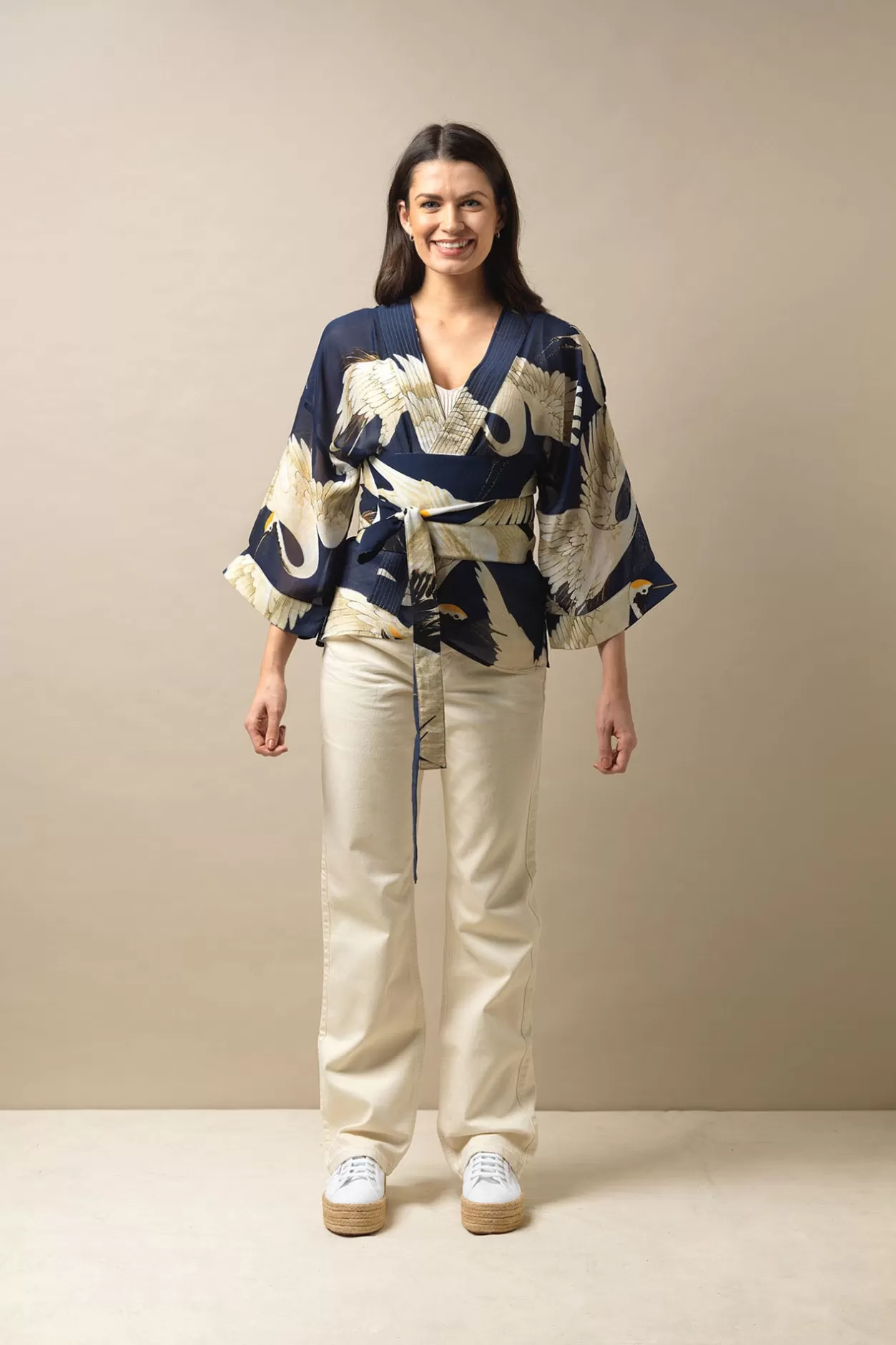 One Hundred Stars Stork Navy Obi Belt