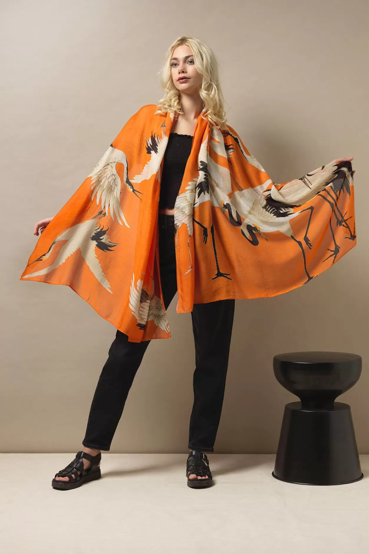 One Hundred Stars Stork Orange Scarf