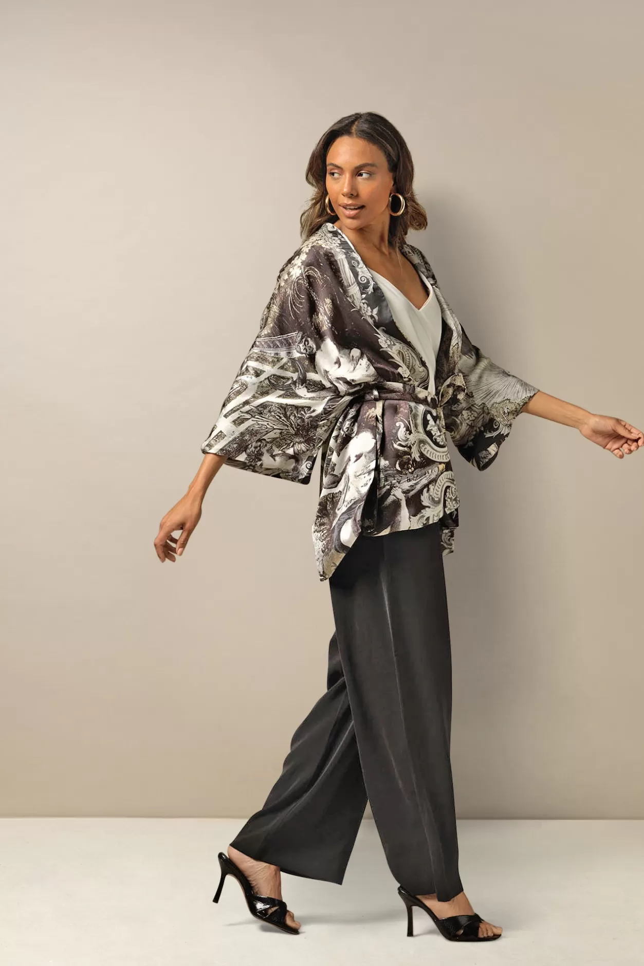 Women One Hundred Stars Sunburst Grey Wrap Jacket
