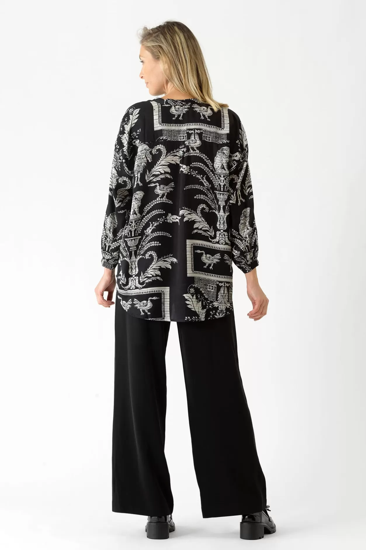 Women One Hundred Stars Vintage Damask Black Darcy Shirt
