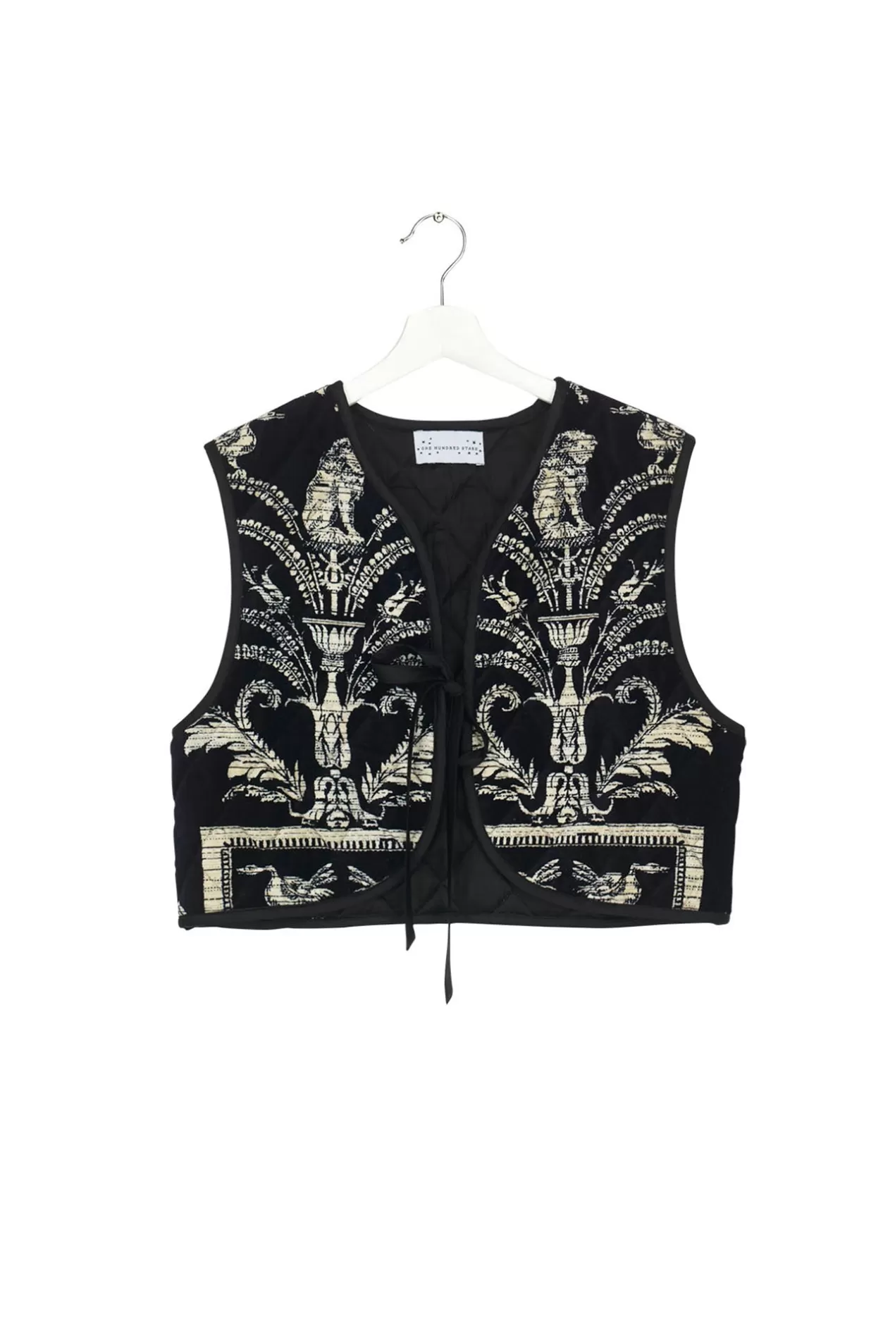 Women One Hundred Stars Vintage Damask Black Gilet