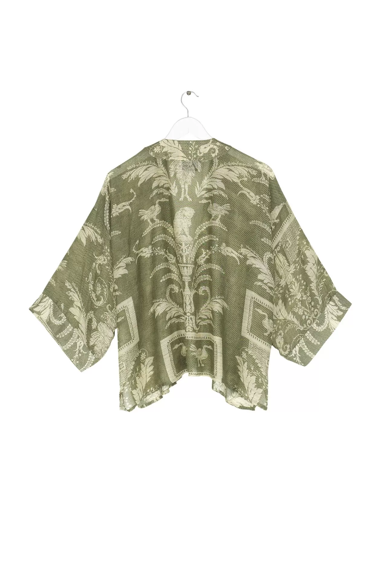 Women One Hundred Stars Vintage Damask Sage Kimono
