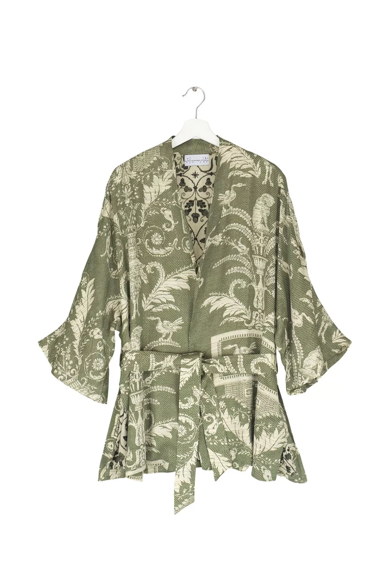 Women One Hundred Stars Vintage Damask Sage Wrap Jacket
